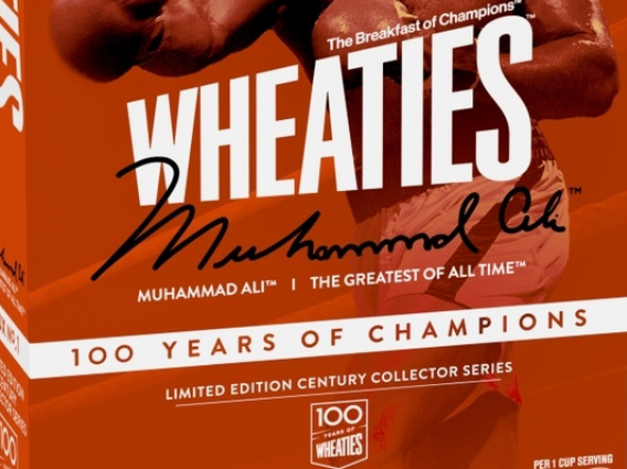 Close up of Muhammad Ali Wheaties box